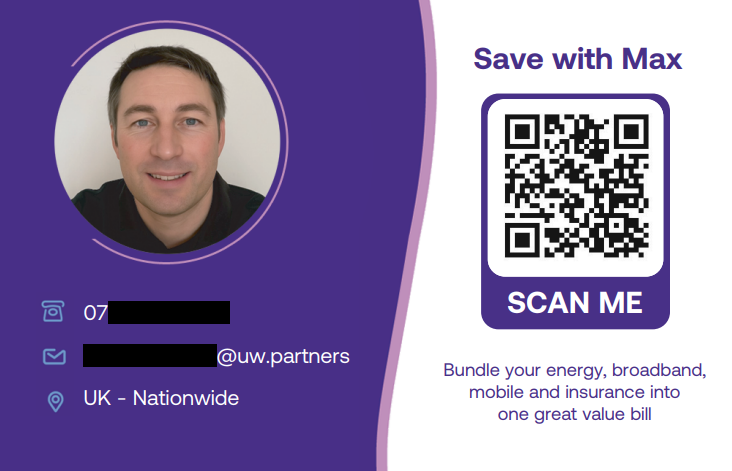 Max Blackwell, Utility Warehouse (UW) Business Card