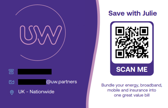 Max Blackwell, Utility Warehouse (UW) Business Card